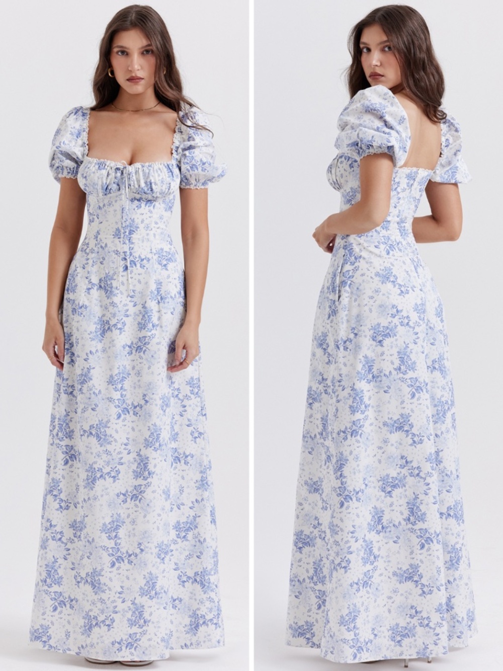 NEW House of CB Felizia Dress Blue Print + White Large with Regular Cup - Picture 5 of 17